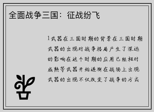 全面战争三国：征战纷飞